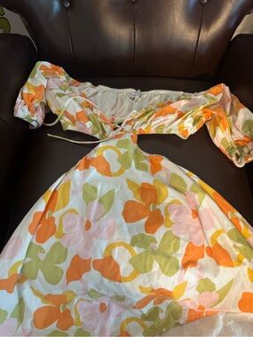 Sabo Skirt Mini Dress in Orange, Pink & Olive Floral